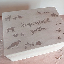 Houten bewaarkist voor Seizoenstafel spullen